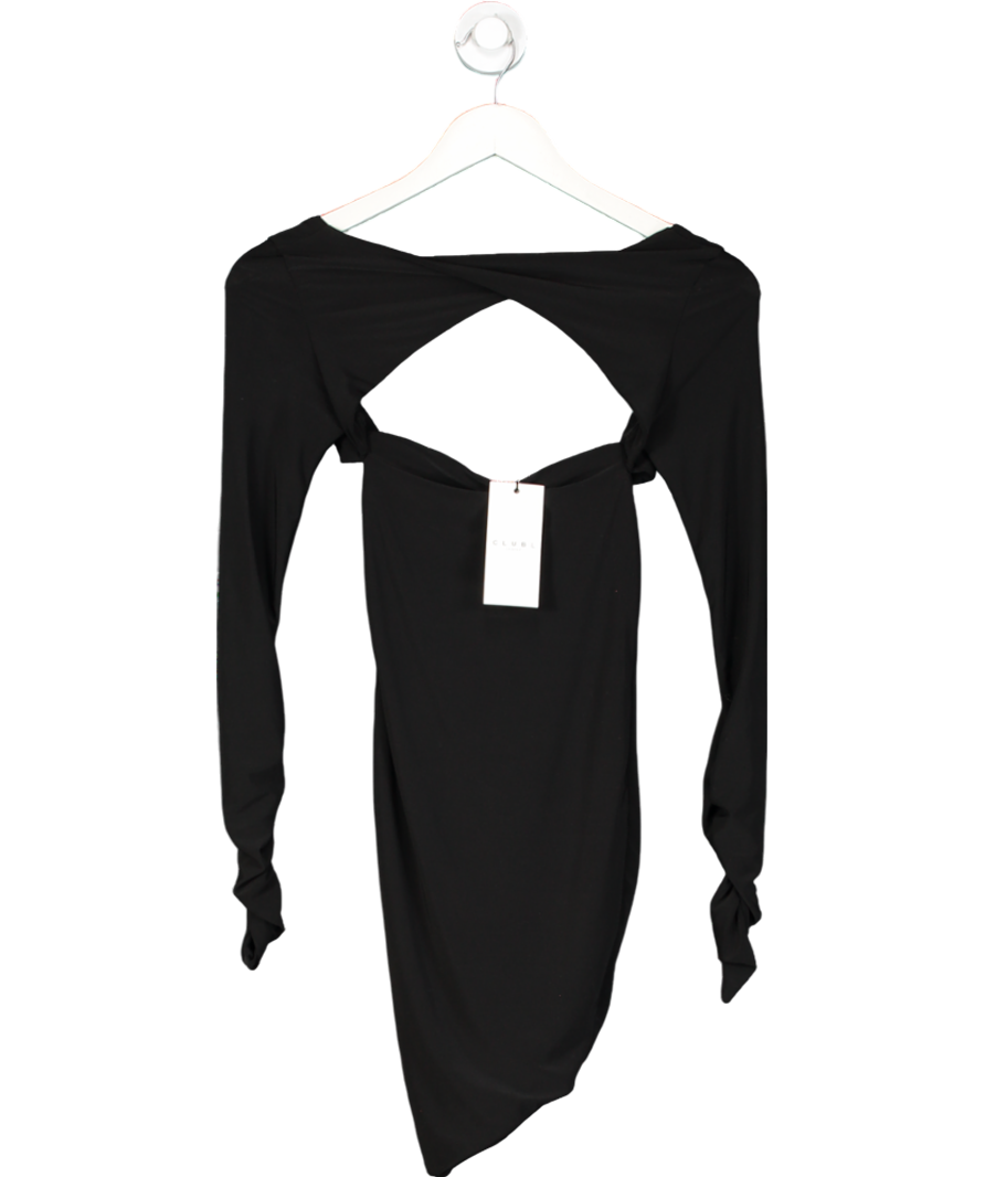 Club L Black Stassi Bodycon Twist Neck Mini Dress UK 4