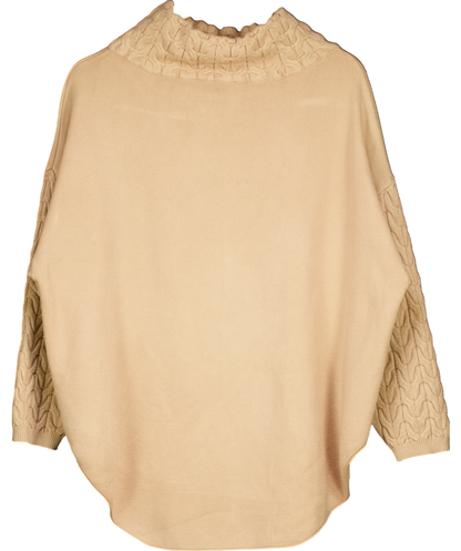 Y London Tanya – Cable Knit Turtleneck Sweater In Beige No Size