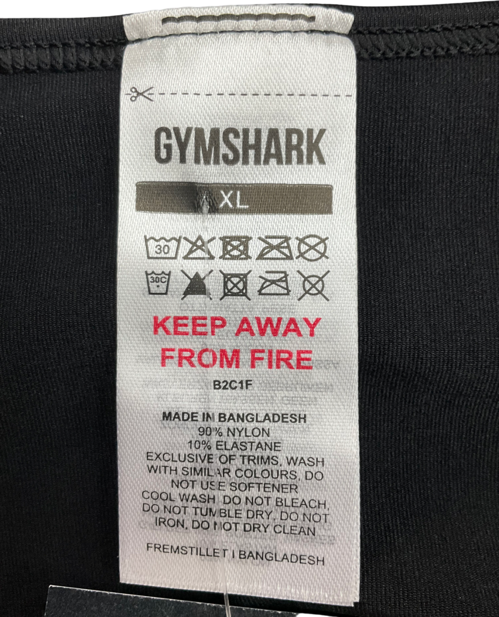 gymshark Black Contrast Long Sleeve  Crop Top UK XL