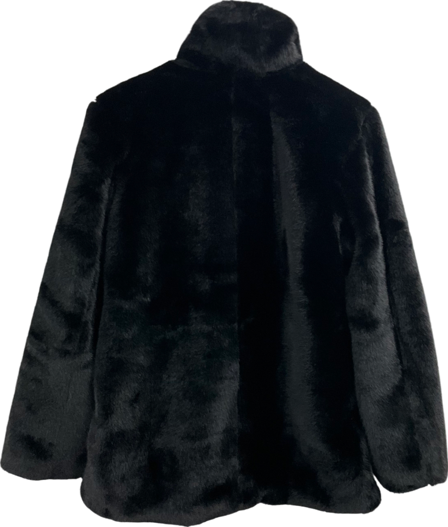 H&M Black Faux Fur Coat UK XS