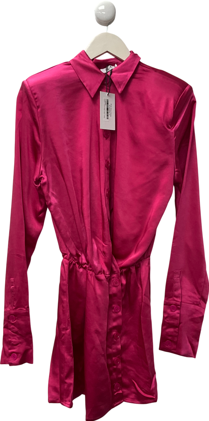 SLA the label Pink Alma Satin Button Up Dress UK S