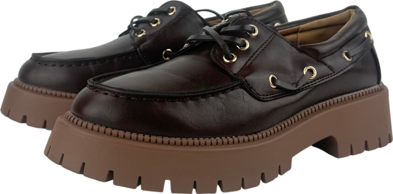 SEQWL Exton Chunky Platform Boat Shoes In Brown UK 4 EU 37 👠