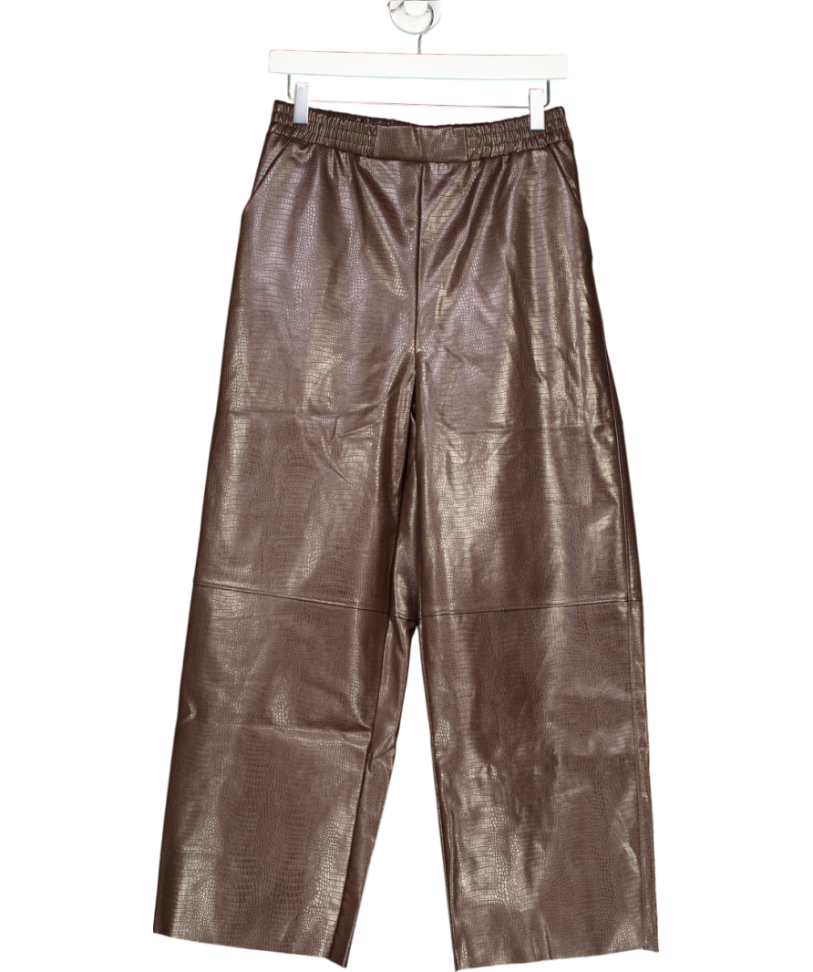 ASOS Brown Croc Wide Leg Trousers UK 8