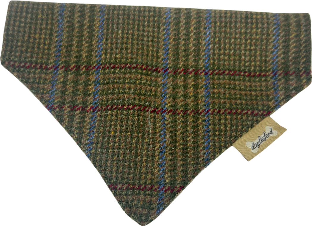 Daylesford Green Tweed Dog Bandana - For Dogs UK S