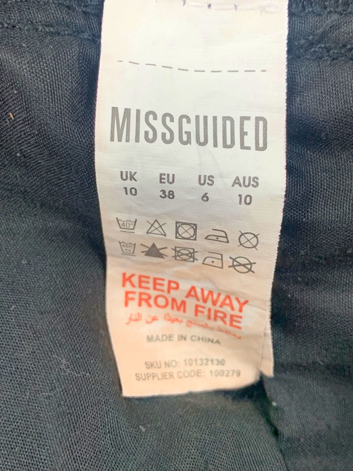 Missguided Black Distressed Denim Skirt UK 10