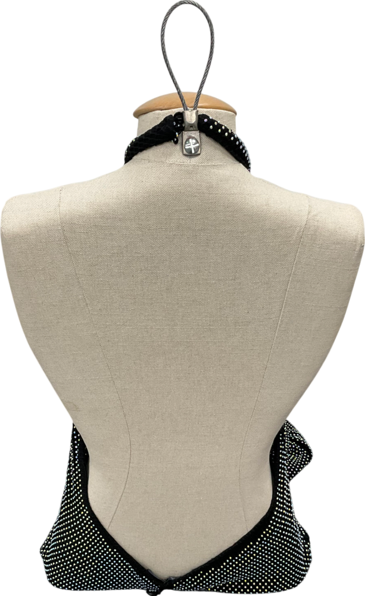 Ego Black Hotfix High Neck Split Leg Dress UK L