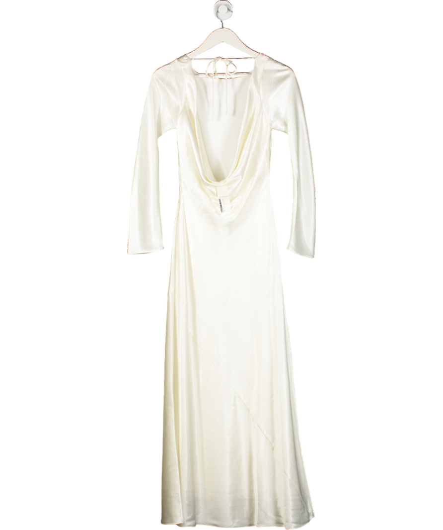 Abercrombie & Fitch Cream Long Sleeve Cowl Back Midi Dress UK S