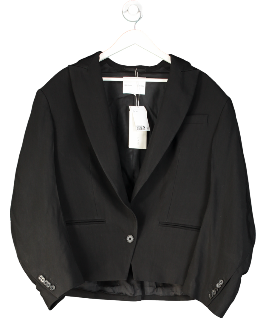 H&M Black Studio Collection Oversized Linen-blend Blazer UK M