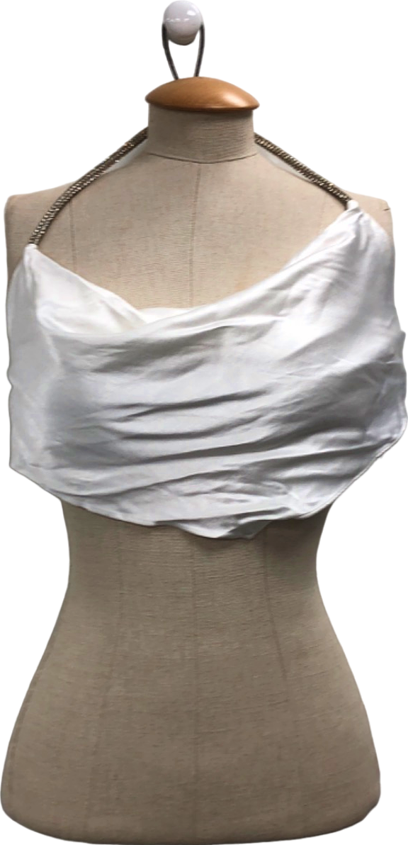 MESHKI White Draped Halter Top UK XS