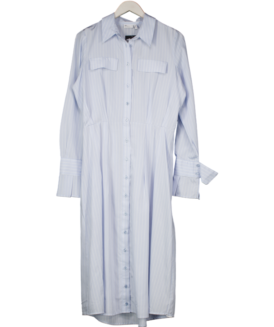 ASOS Blue Mazi Shirt Dress In Pinstripe UK 12