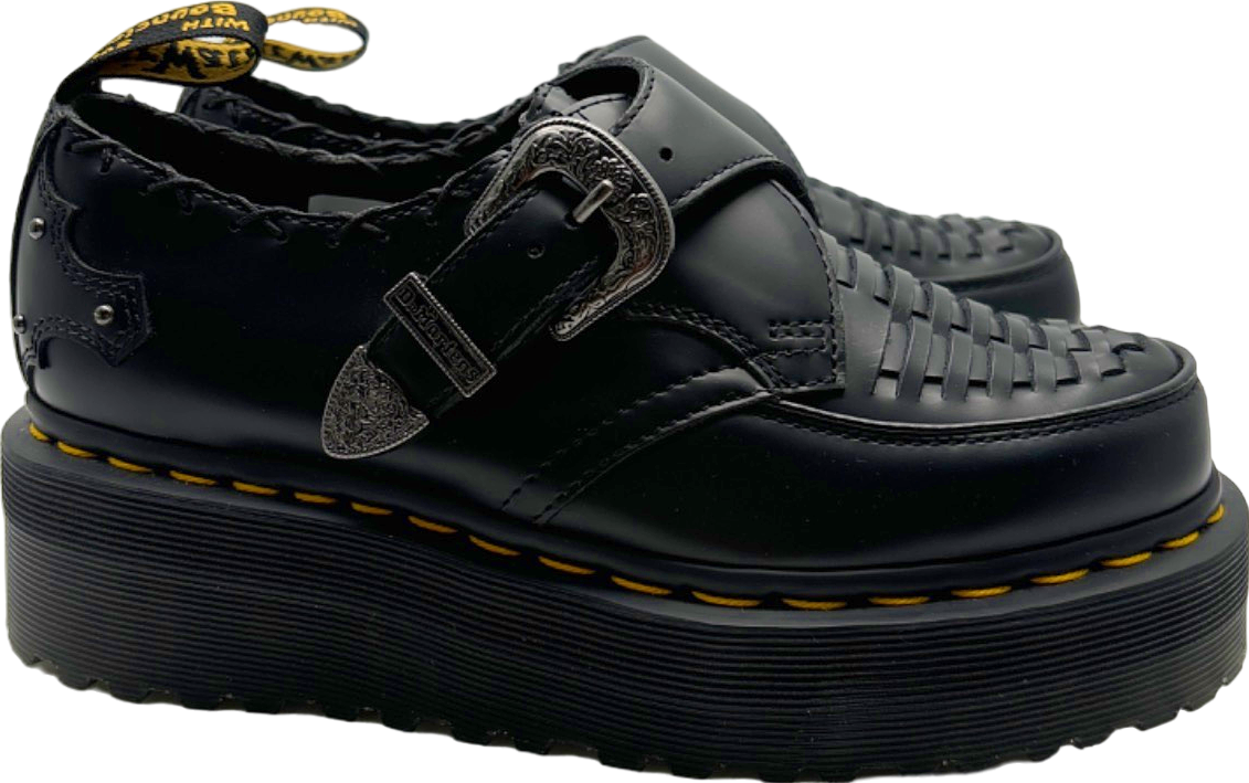 Dr Martens Black Voss II Quad Leather Platform Sandals UK 4