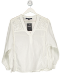 French Connection White Cotton Beaded Blouse UK 8