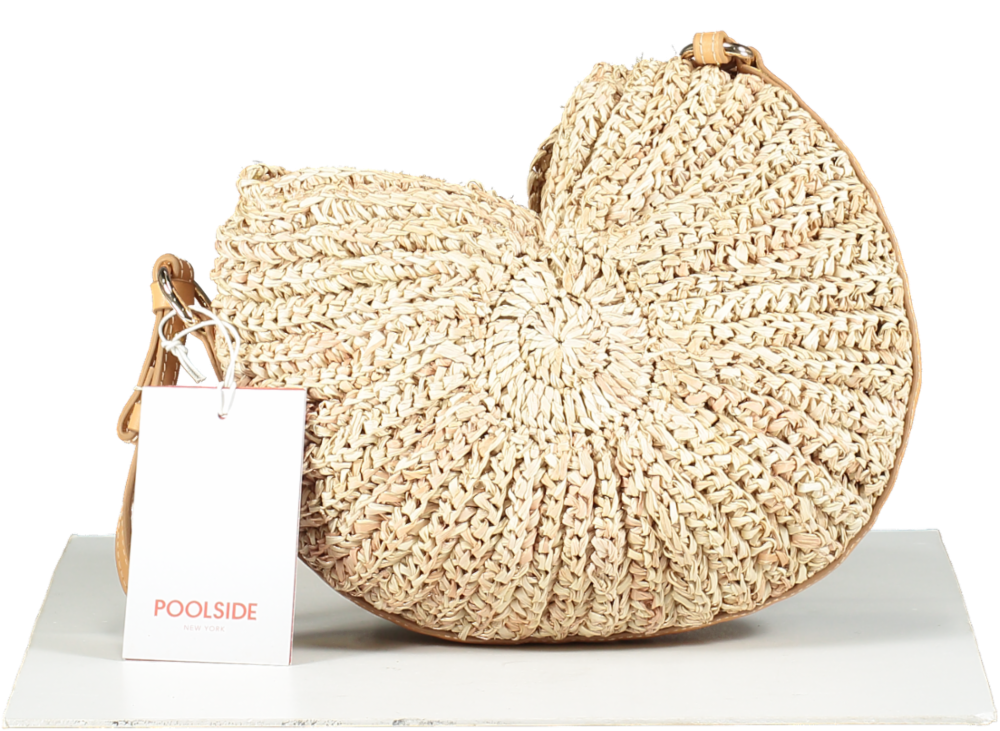 Poolside New York Beige Woven Conch Shell Bag With Leather Strap Bnwt One Size