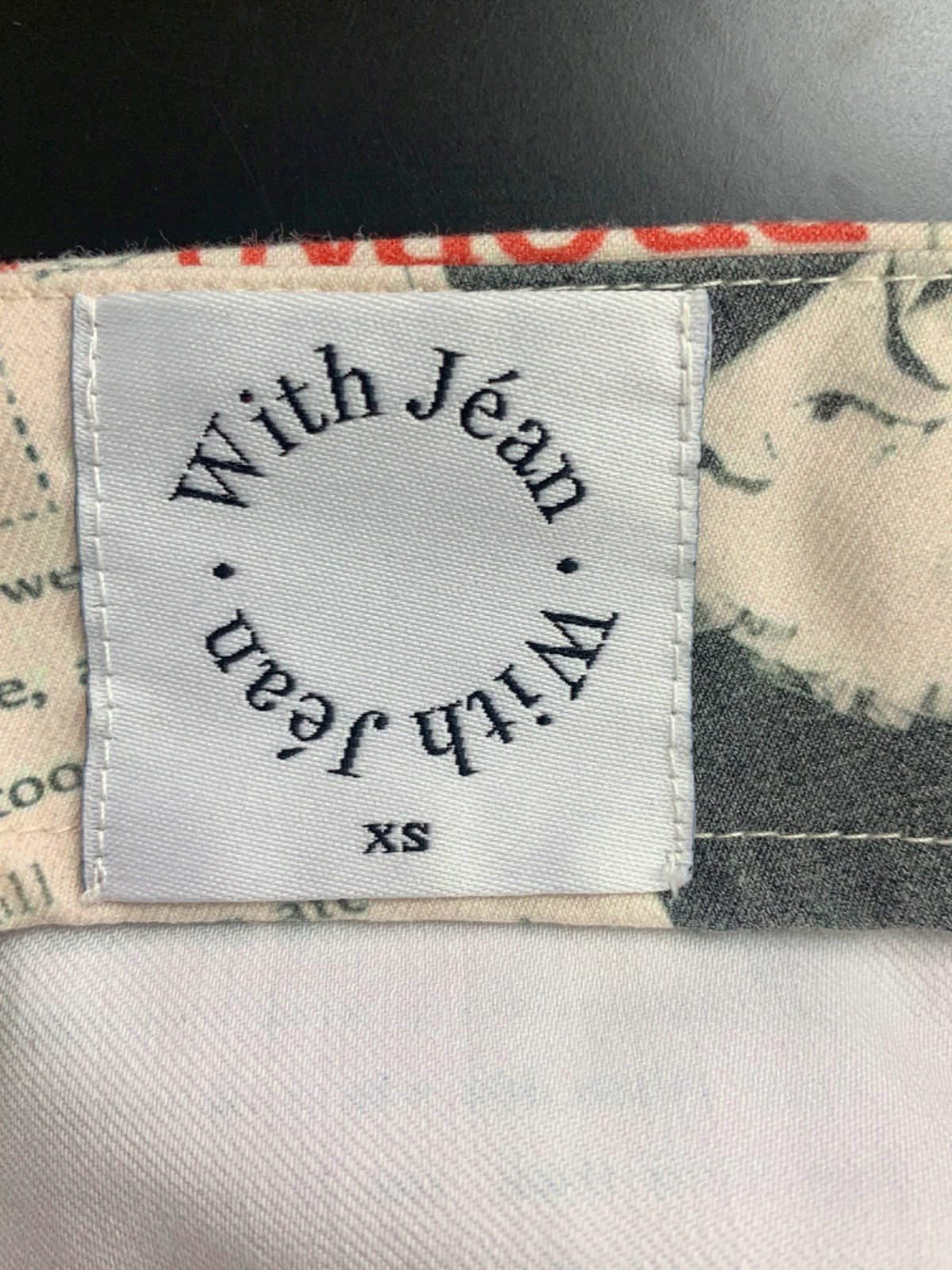 With Jean White News Print Skirt XS