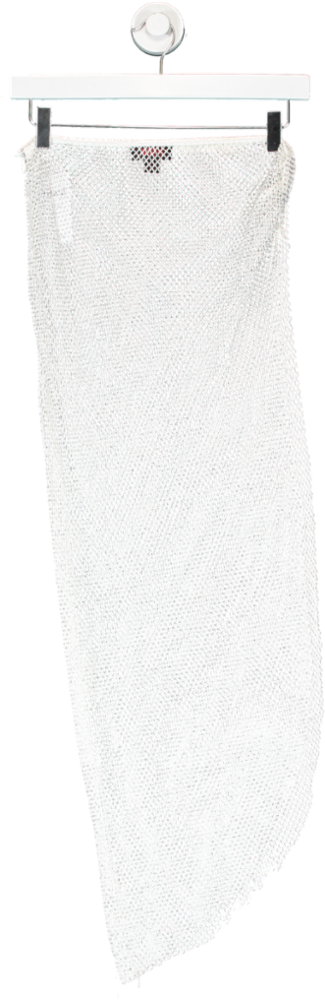 Misspap White Premium Fishnet Twist Diamante Skirt UK S