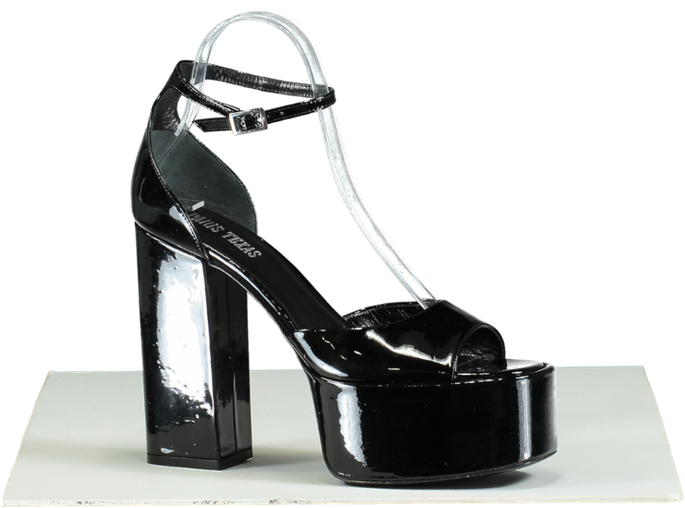 Paris Texas Black Patent Tatiana Platform Sandal UK 4 EU 37