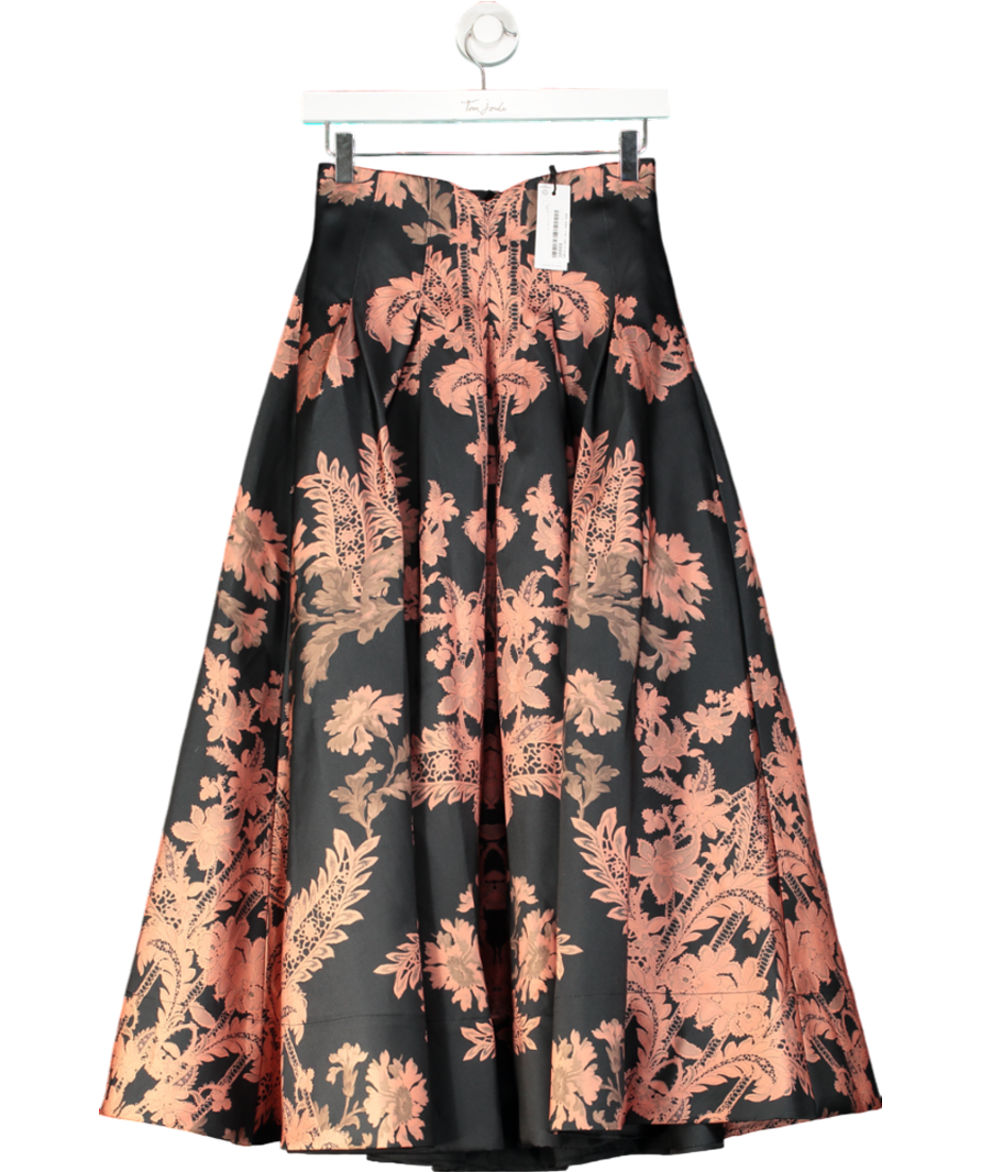 Karen Millen Black Jacquard Woven Floral Maxi Skirt UK 6