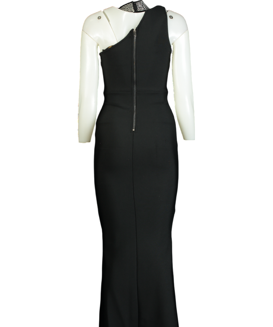 Fashion Nova Black Diamante One Shoulder Dress UK XS