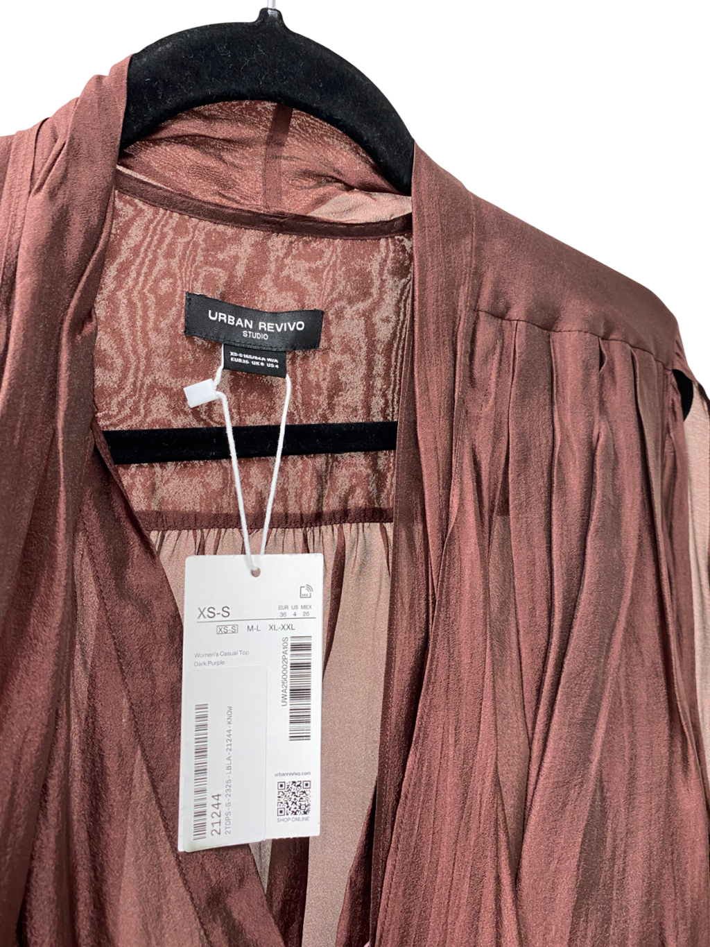 Urban Revivo Brown Ruffle Hem Oversized Shirt UK XS