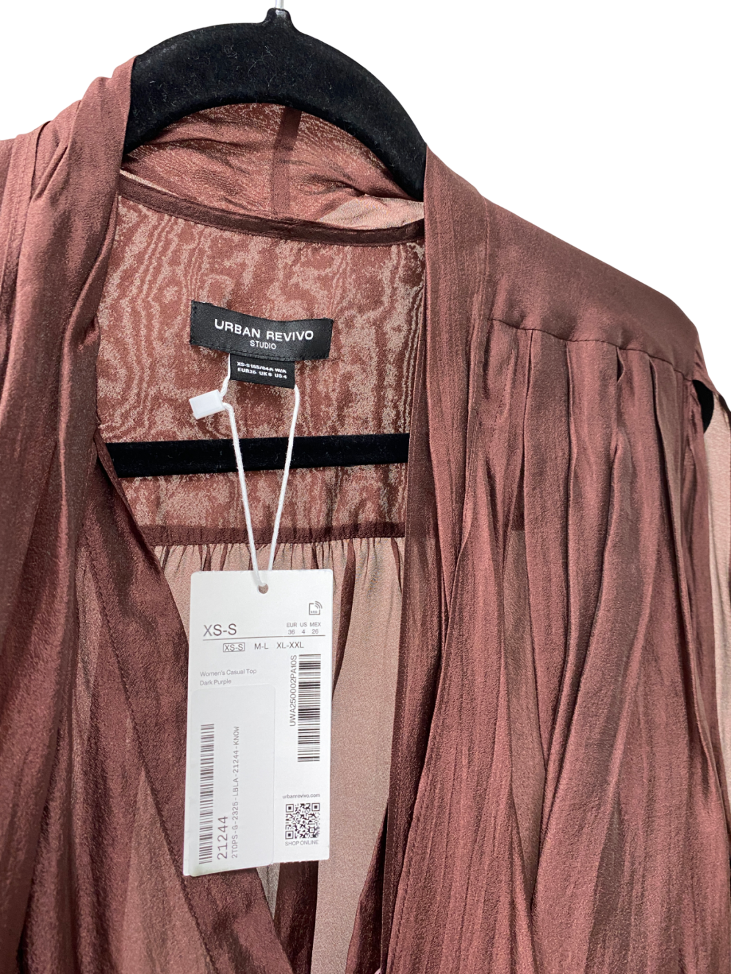 Urban Revivo Brown Ruffle Hem Oversized Shirt UK XS
