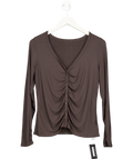 T/ALA Brown 365 Sculpting Lounge Gathered Button Up Cardigan - Espresso UK XL