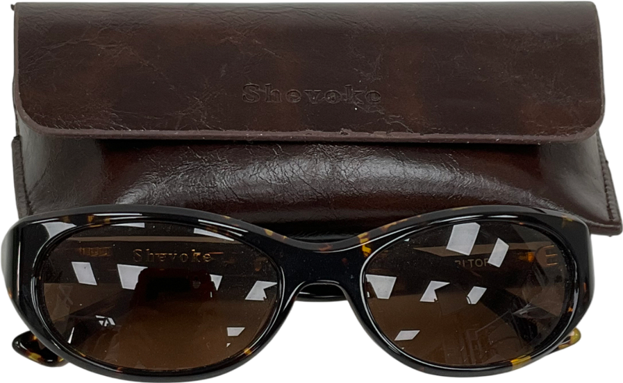 shevoke Brown Bobbi Tort Sunglasses in case