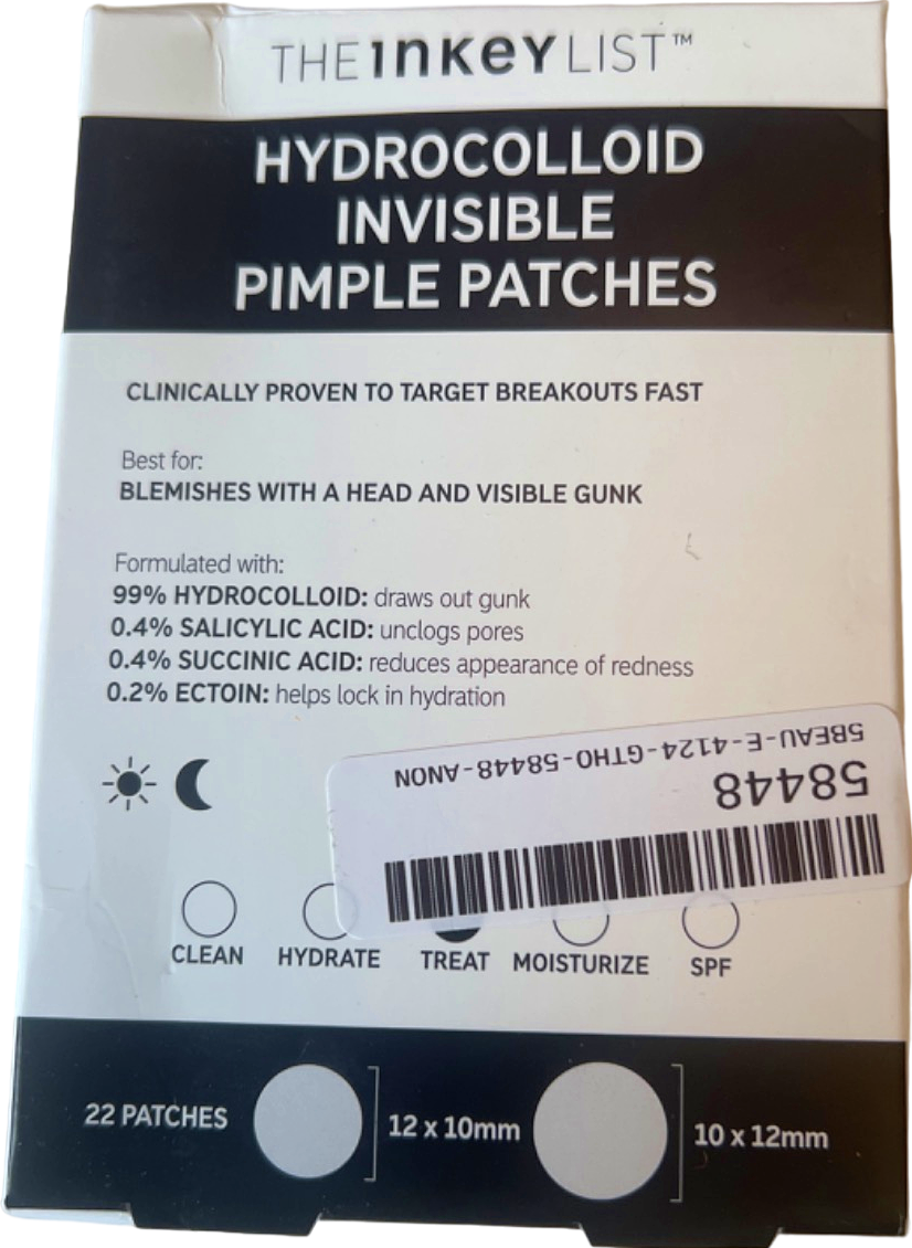 The Inkey List Hydrocolloid Invisible Pimple Patches 12x10mm