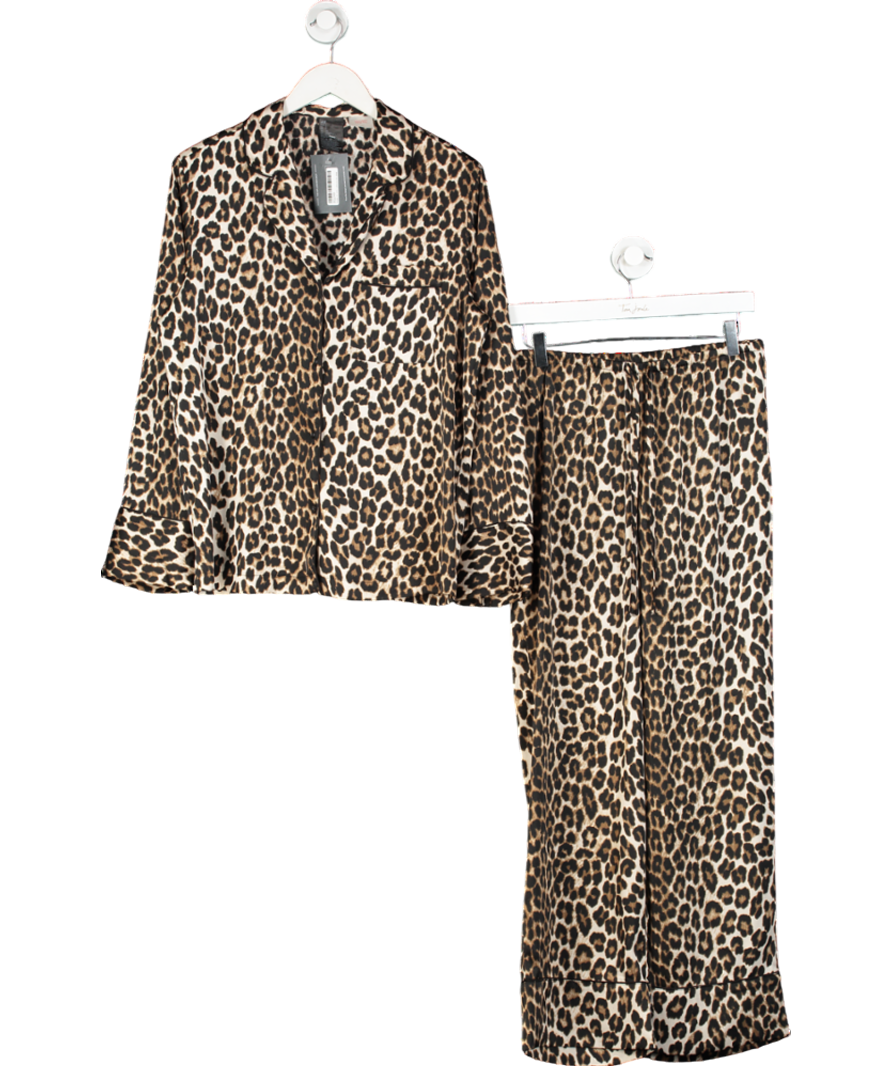 H&M Brown Satin Leopard Print Pyjamas UK S