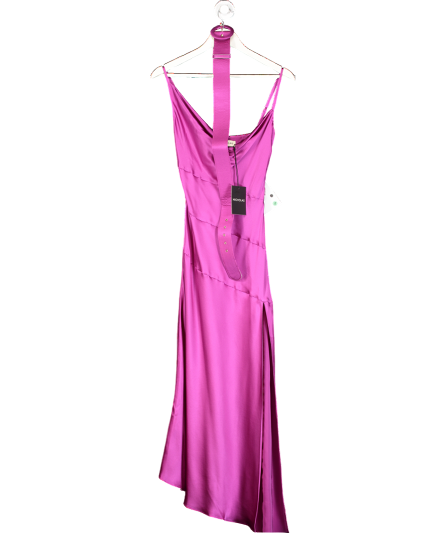 Nicholas Purple Lark Asymmetic Cowl Neck Midi Dress UK 4
