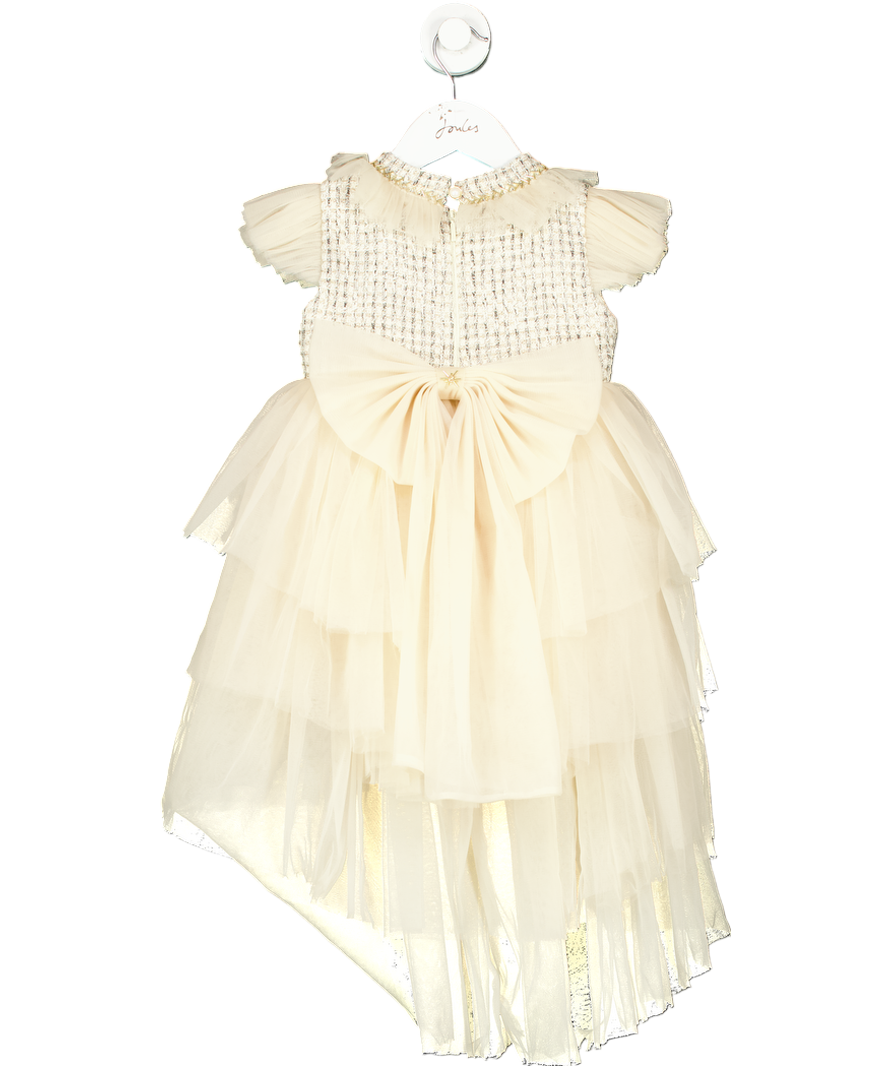 Petite Maison Kids Nude Fira Tweed And Tulle Layered Dress 3 Years