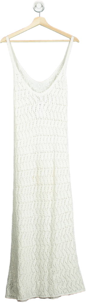Oysho White Crochet Maxi Dress UK S