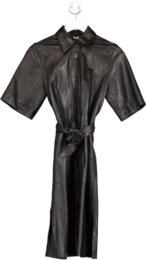 Arket Black Belted Leather Dress UK 8
