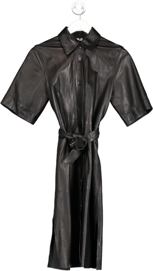 Arket Black Belted Leather Dress UK 8