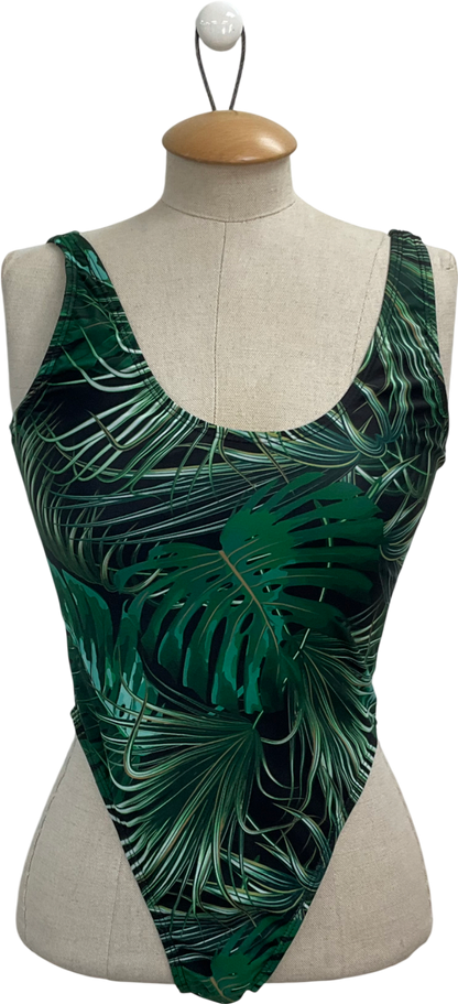 boohoo Green Tropical Print Swimsuit UK 8