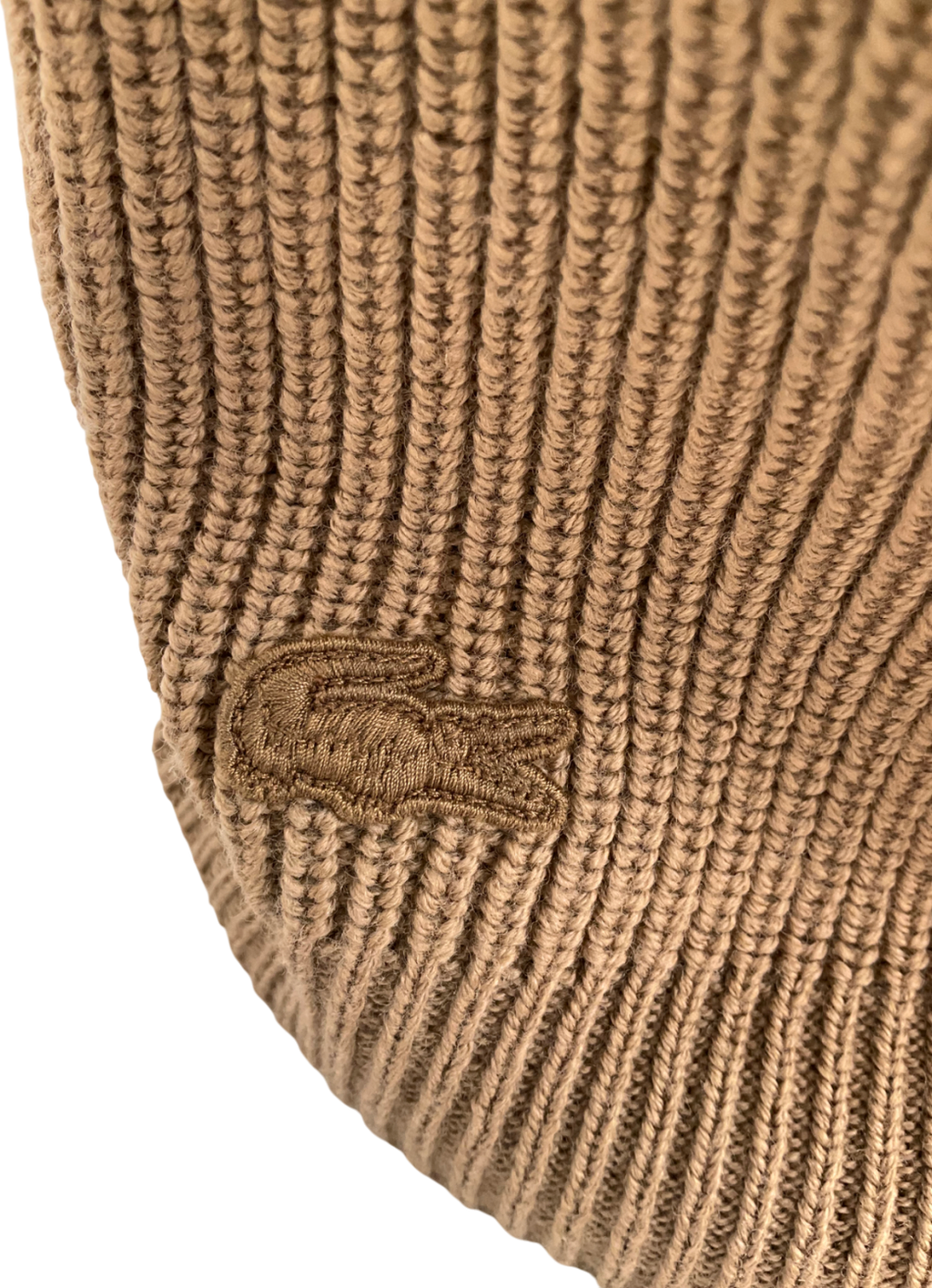 Lacoste Beige Ribbed Wool Balaclava With Visor One Size