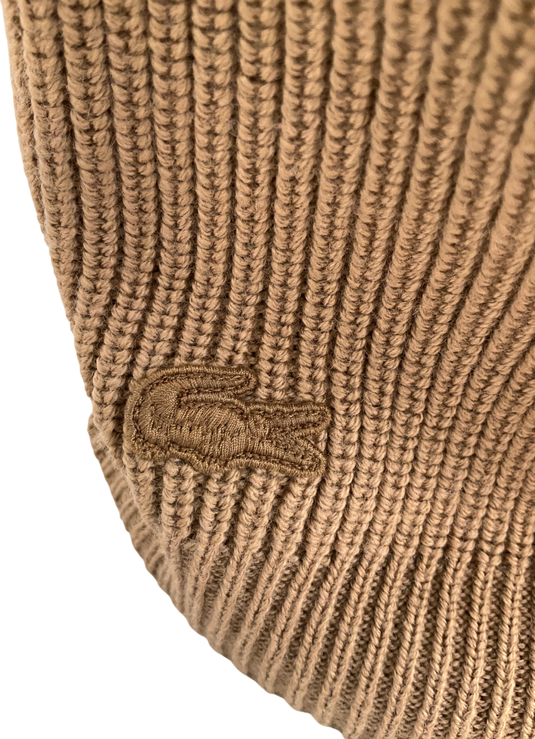 Lacoste Beige Ribbed Wool Balaclava With Visor One Size