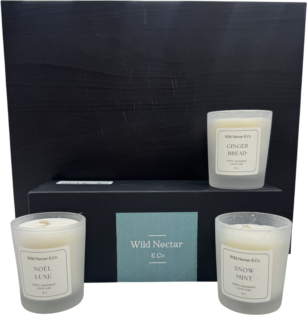 Wild Nectar & Co White Three Candle Gift Set