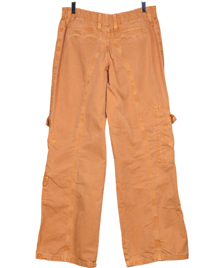 Urban Outfitters Orange Washed Cotton Cargo Trousers UK S