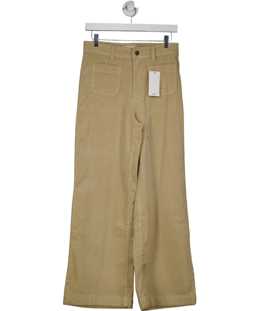 MANGO Beige Sienna Flared Cropped Corduroy Jeans UK 8