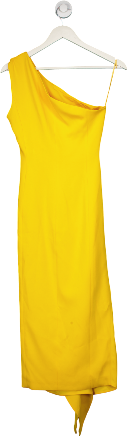 Karen Millen Yellow One-Shoulder Satin Dress UK 6