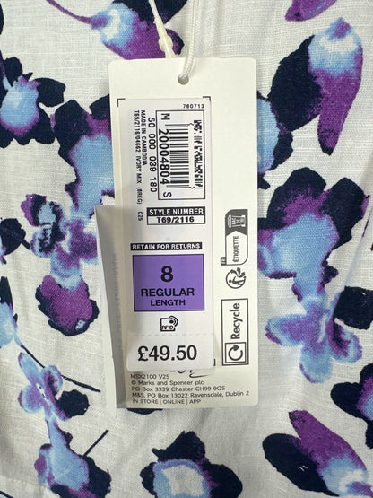 M&S Ivory Mix Floral Maxi Dress Regular Length Size UK 8