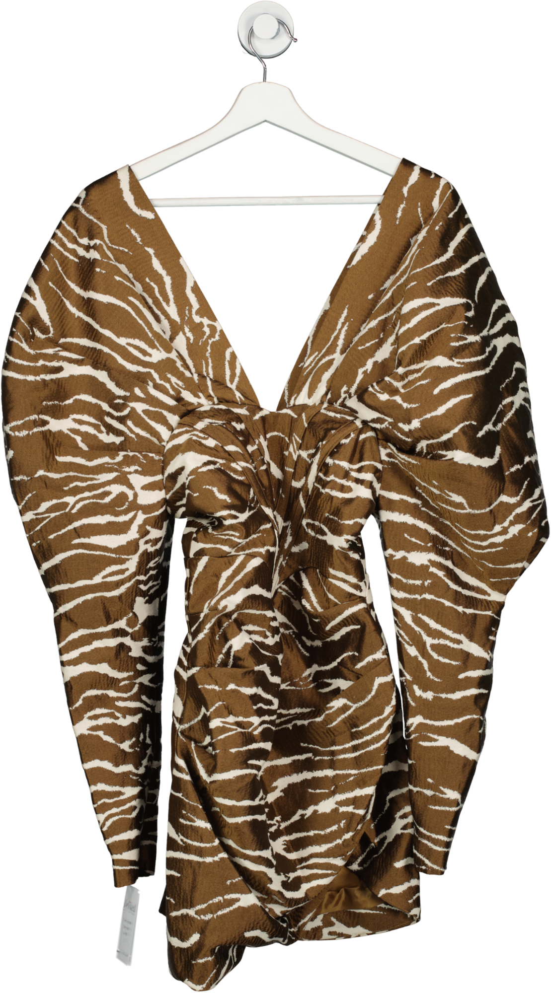 ASOS Brown Off Shoulder Mini Dress In Tiger Jacquard UK 8