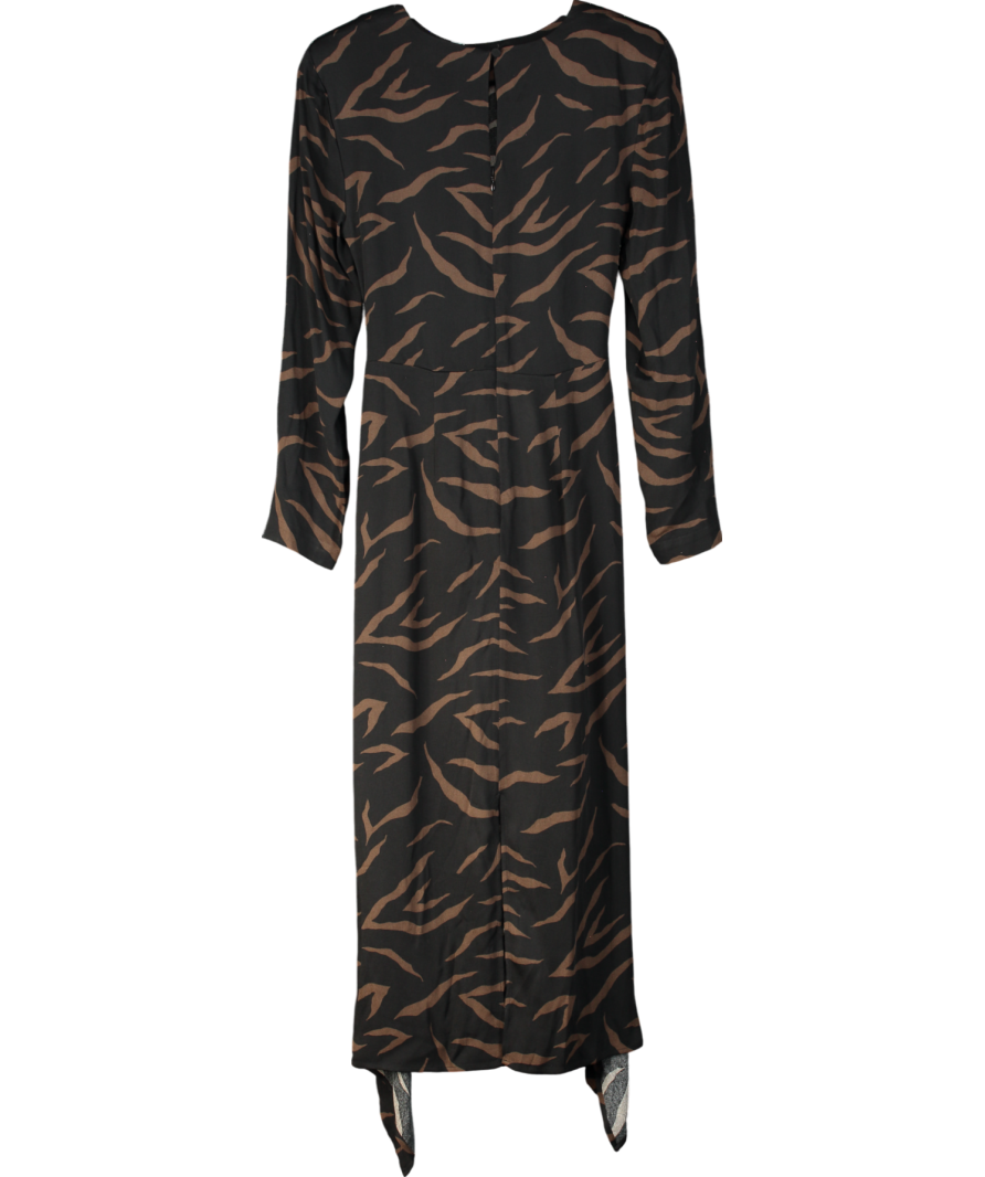 & Other Stories Black Midi Slit Wrap Dress UK 8