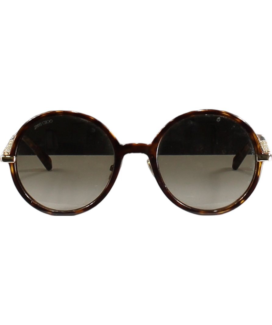 Jimmy Choo Brown Ema Round Sunglasses in case