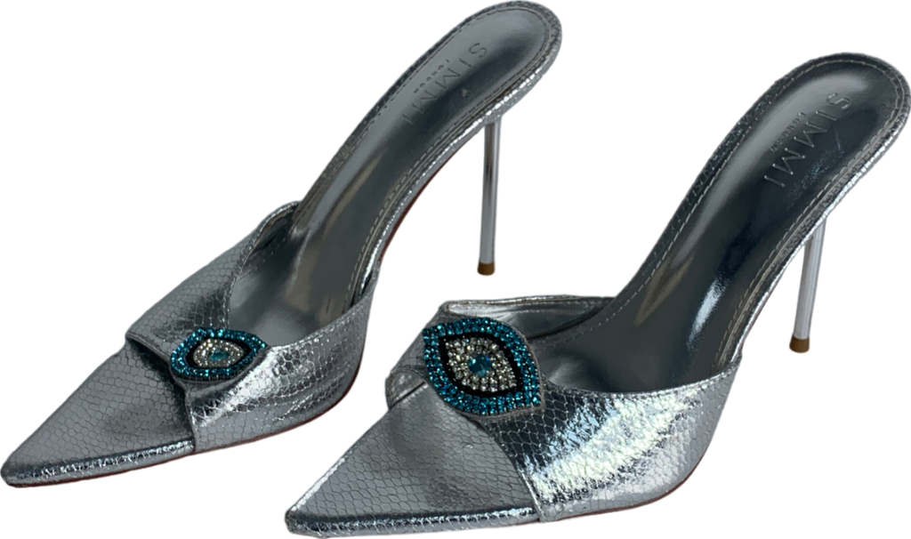 SIMMI Grey Silver Diamante Heels UK 5 EU 38 👠