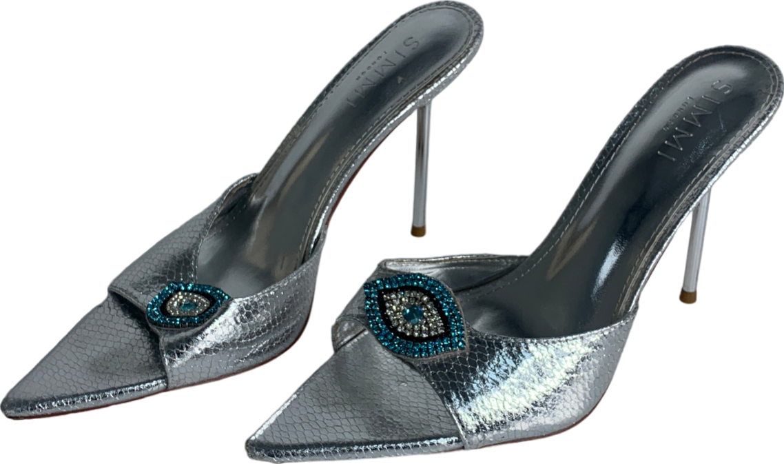 SIMMI Grey Silver Diamante Heels UK 5 EU 38 👠