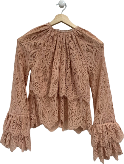 River Island Pink Lace Blouse UK 6