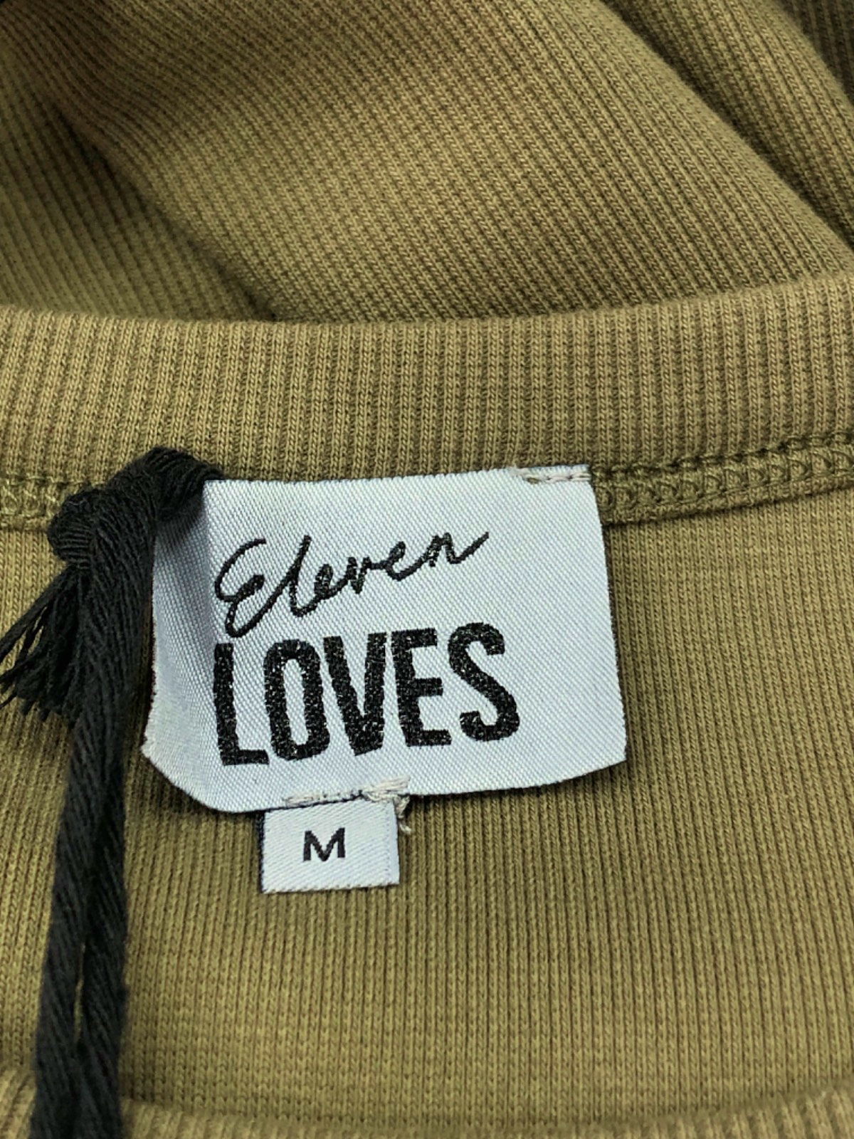 Eleven  Loves Khaki IZZY RIB JERSEY Midi Dress UK M