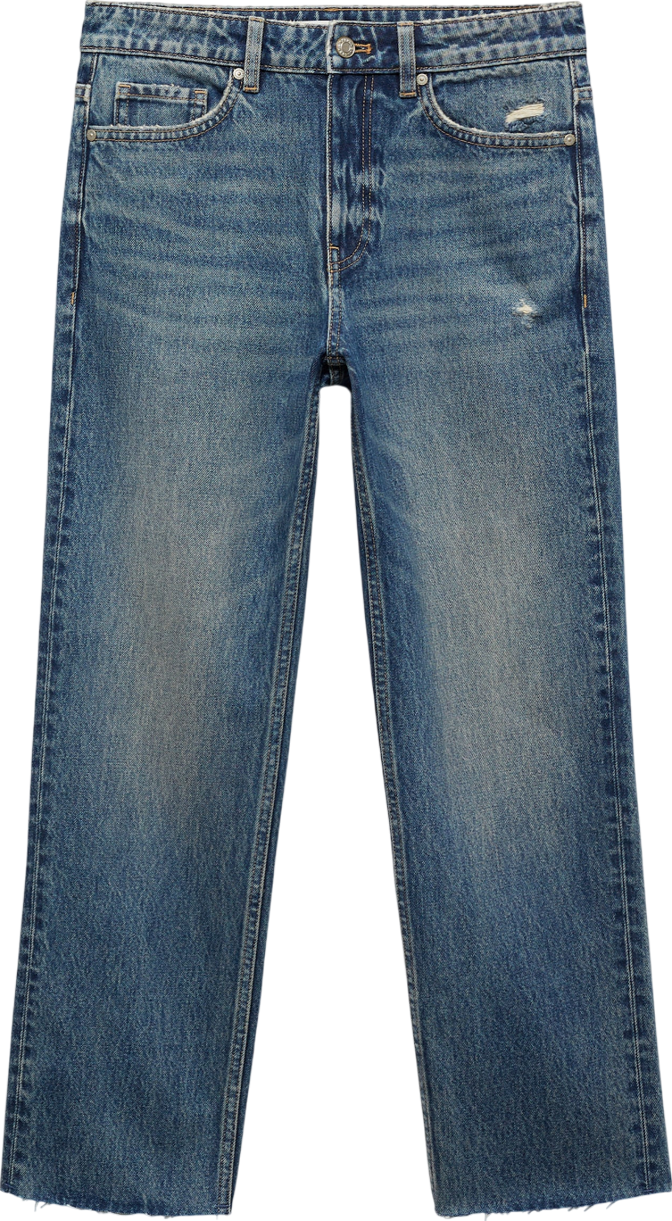 MANGO Blue Blanca Straight-fit Cropped Jeans UK 18