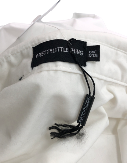 PrettyLittleThing White Cotton Button Shirt One Size